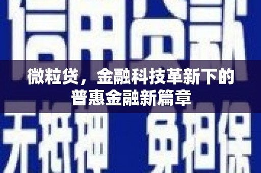 平江微粒贷，金融科技革新下的普惠金融新篇章