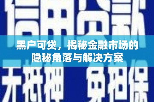 平江黑户可贷，揭秘金融市场的隐秘角落与解决方案