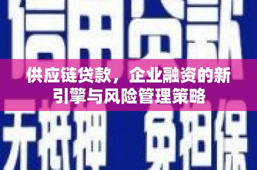 平江供应链贷款，企业融资的新引擎与风险管理策略