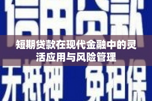 平江短期贷款在现代金融中的灵活应用与风险管理